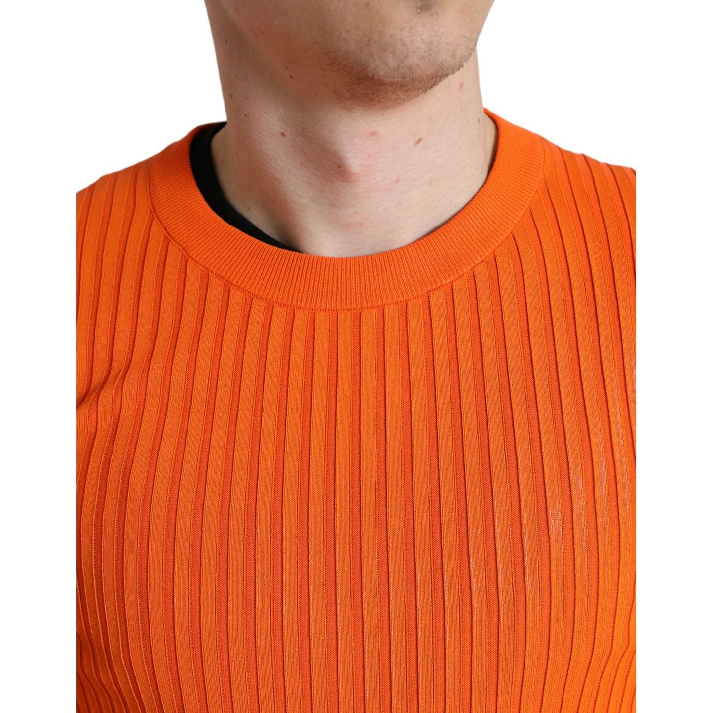 Dolce & Gabbana Sleek Sunset Orange Knitted Pullover Sweater Dolce & Gabbana Chocolate