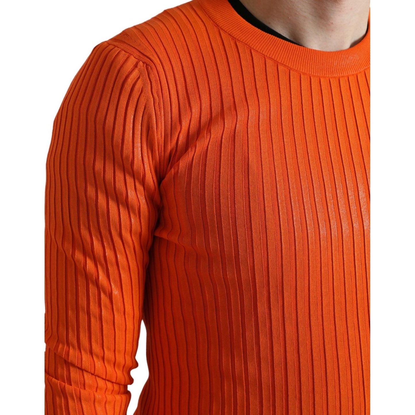 Dolce & Gabbana Sleek Sunset Orange Knitted Pullover Sweater Dolce & Gabbana Firebrick