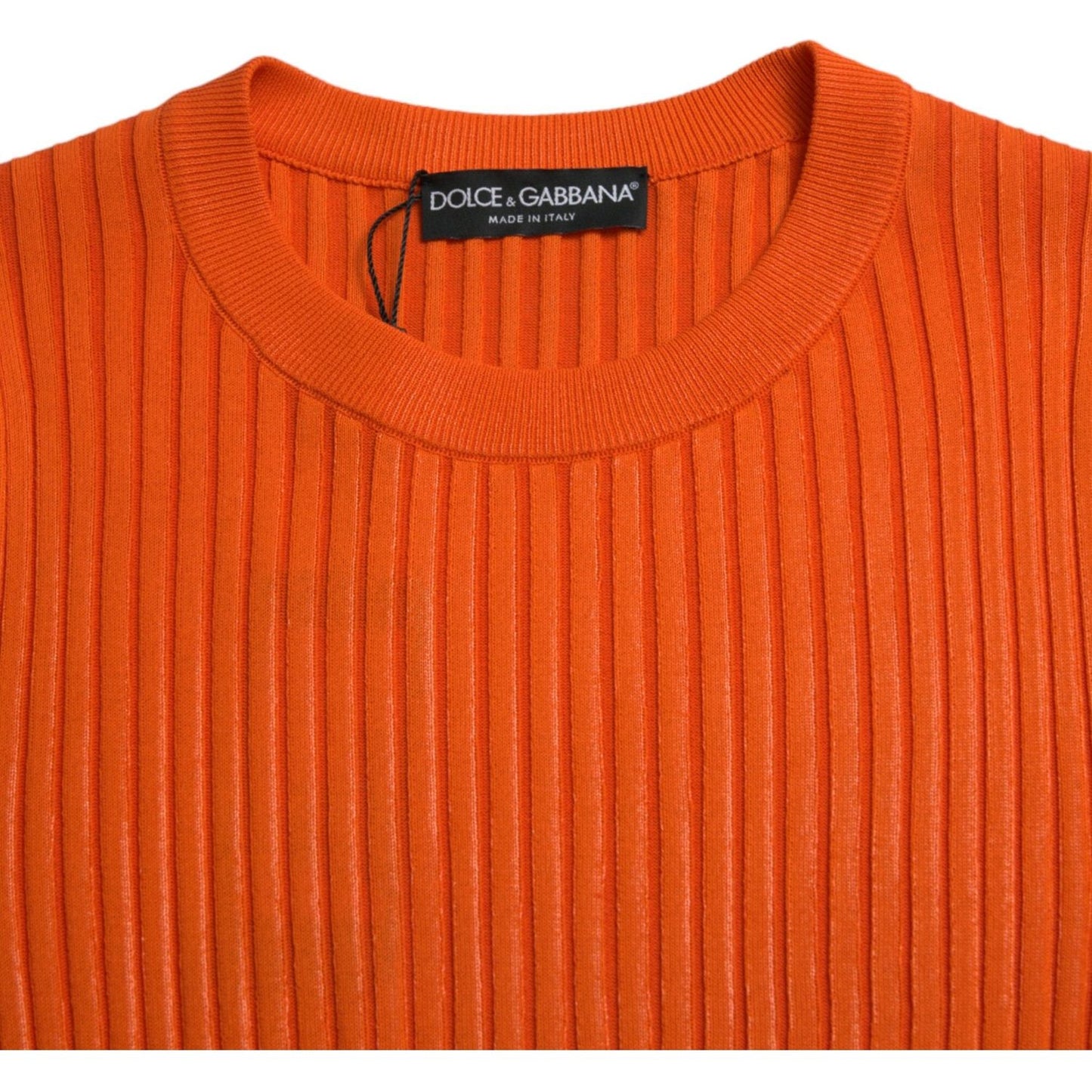 Dolce & Gabbana Sleek Sunset Orange Knitted Pullover Sweater Dolce & Gabbana Chocolate