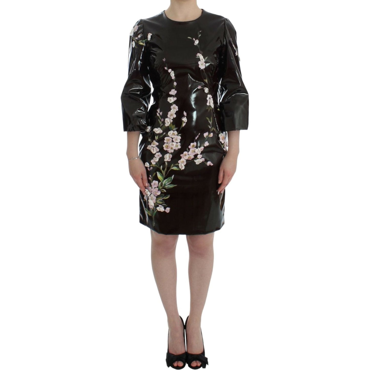 Dolce & Gabbana Elegant Floral Sheath Cocktail Dress Dolce & Gabbana Rosy Brown