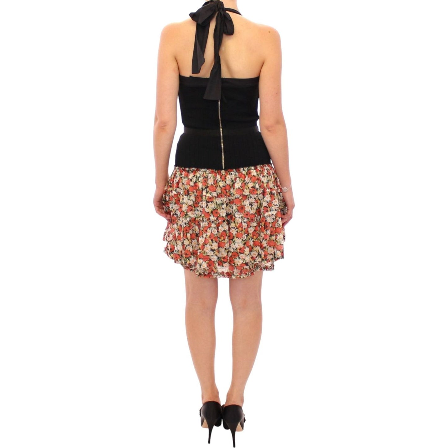 Dolce & Gabbana Elegant Floral Halterneck Bubble Dress Dolce & Gabbana Rosy Brown