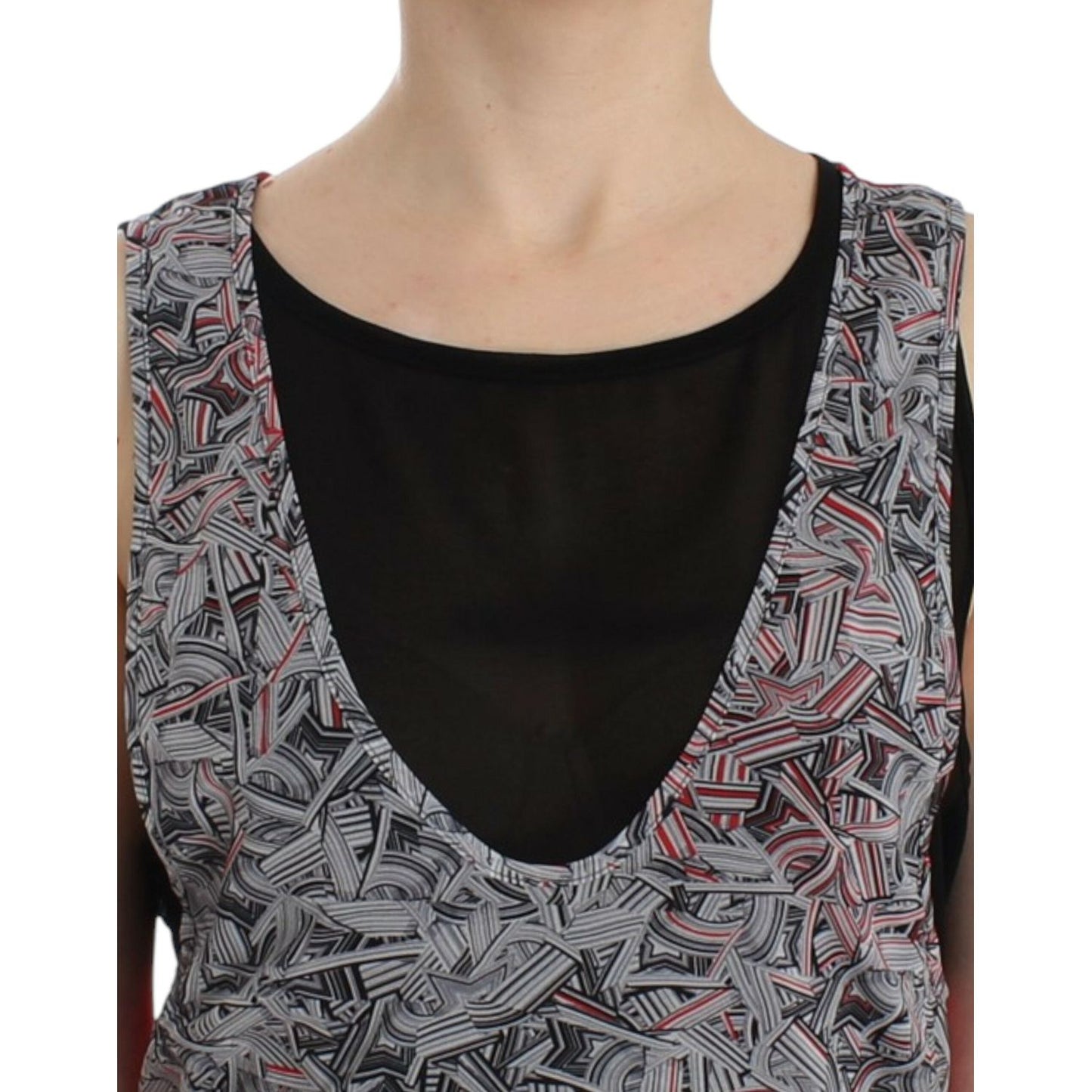 Costume National Elegant Sleeveless Black & Red Top Costume National Dark Slate Gray