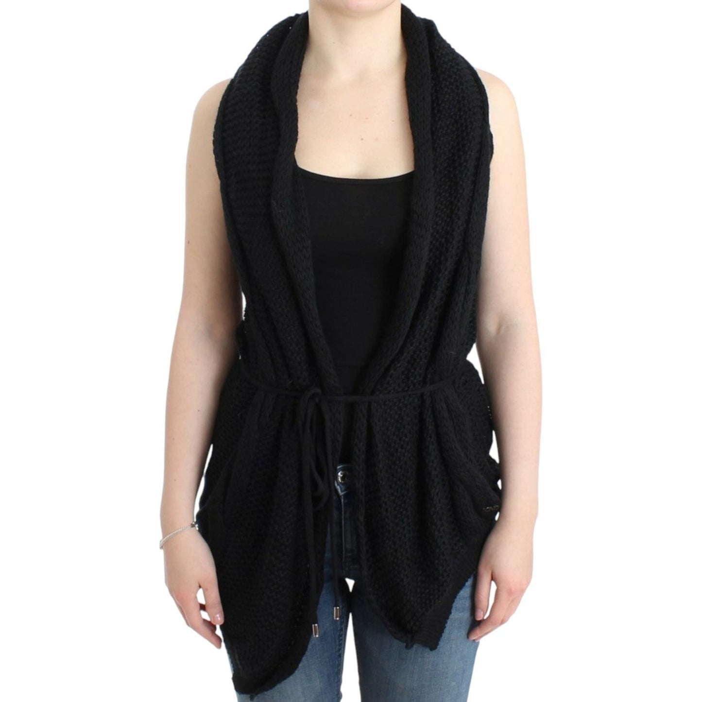 Costume National Chic Sleeveless Knitted Vest Cardigan Costume National Gray