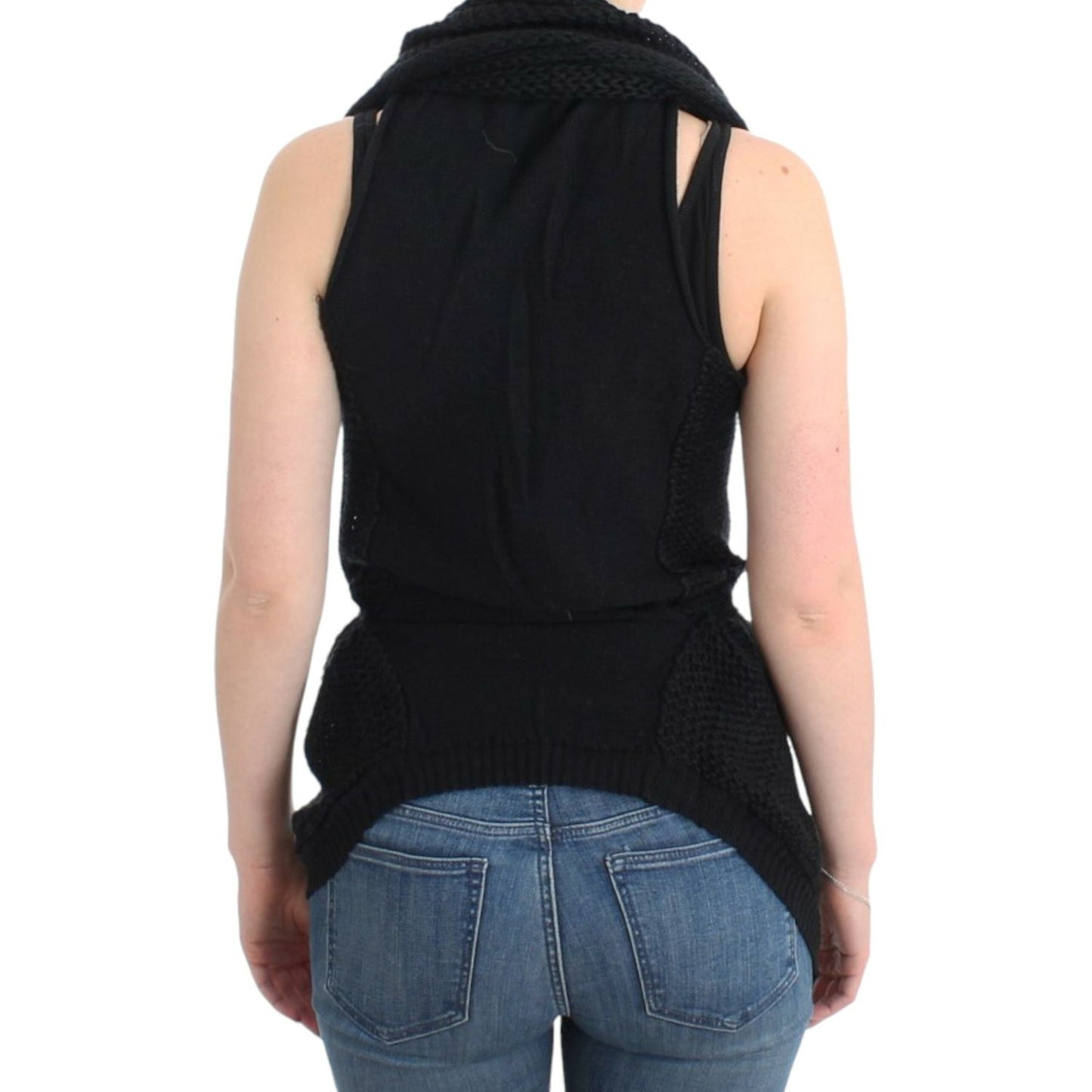 Costume National Chic Sleeveless Knitted Vest Cardigan Costume National Tan