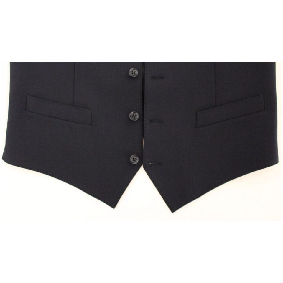 Dolce & Gabbana Elegant Blue Wool Dress Vest Dolce & Gabbana Dark Slate Gray