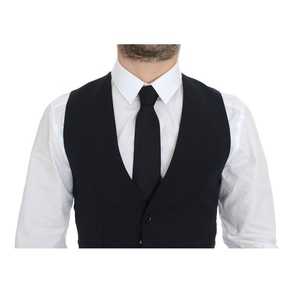 Dolce & Gabbana Elegant Blue Wool Dress Vest Dolce & Gabbana Light Gray