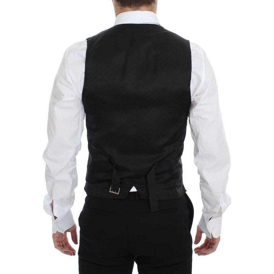 Dolce & Gabbana Elegant Blue Wool Dress Vest Dolce & Gabbana Black