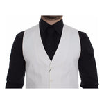 Dolce & Gabbana Elegant White Cotton Silk Dress Vest Dolce & Gabbana Light Gray