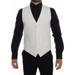 Dolce & Gabbana Elegant White Cotton Silk Dress Vest Dolce & Gabbana Gray