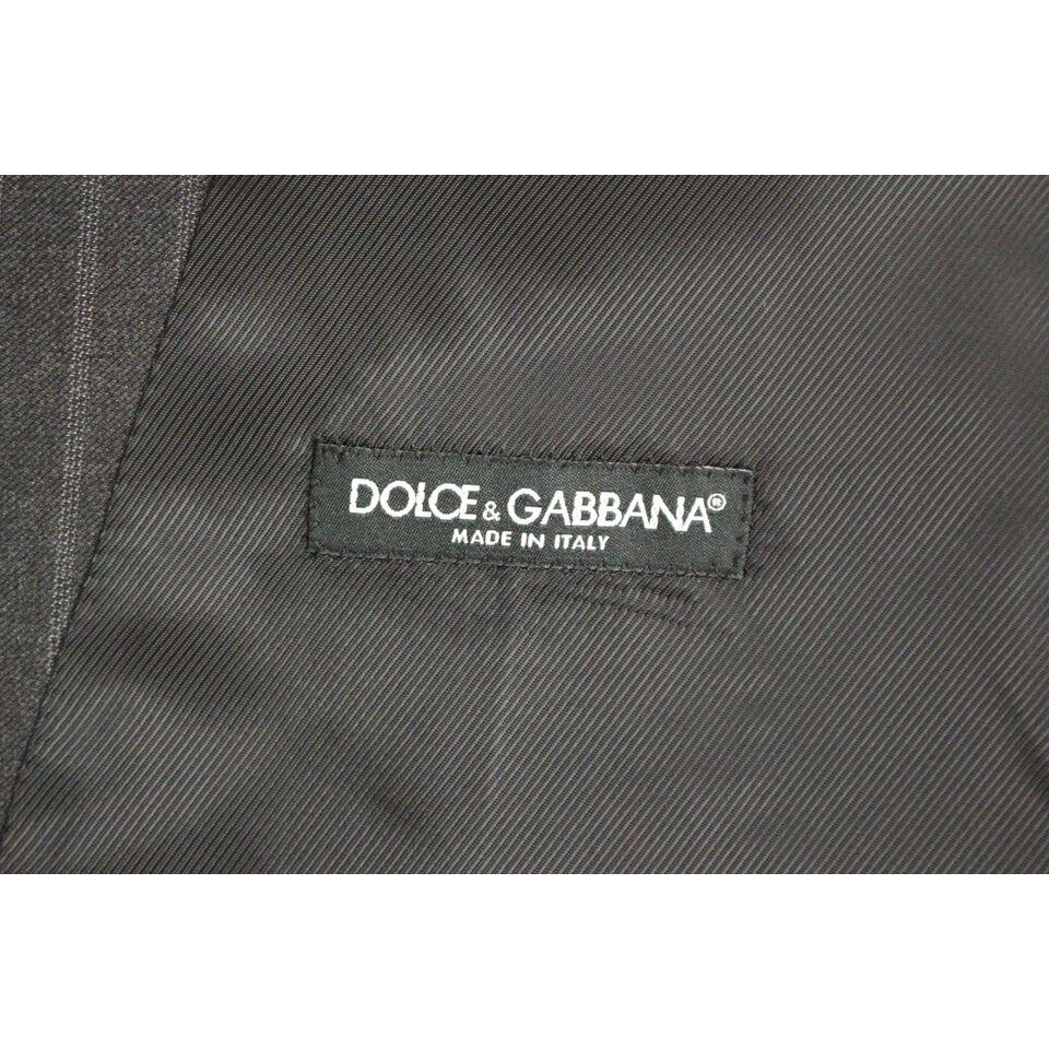 Dolce & Gabbana Elegant Gray Striped Wool Dress Vest Dolce & Gabbana Dark Slate Gray