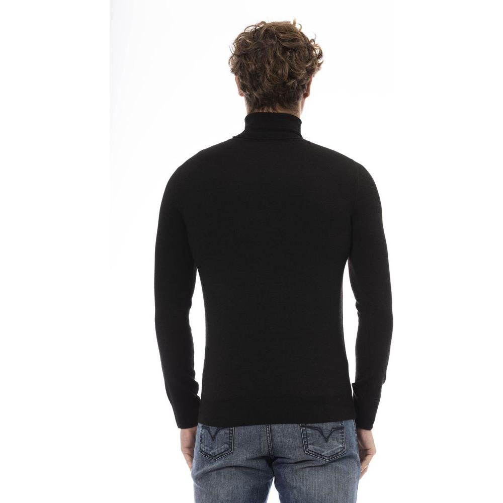 Baldinini Trend Black Wool Men Sweater Turtleneck Long Sleeve Baldinini Trend Black