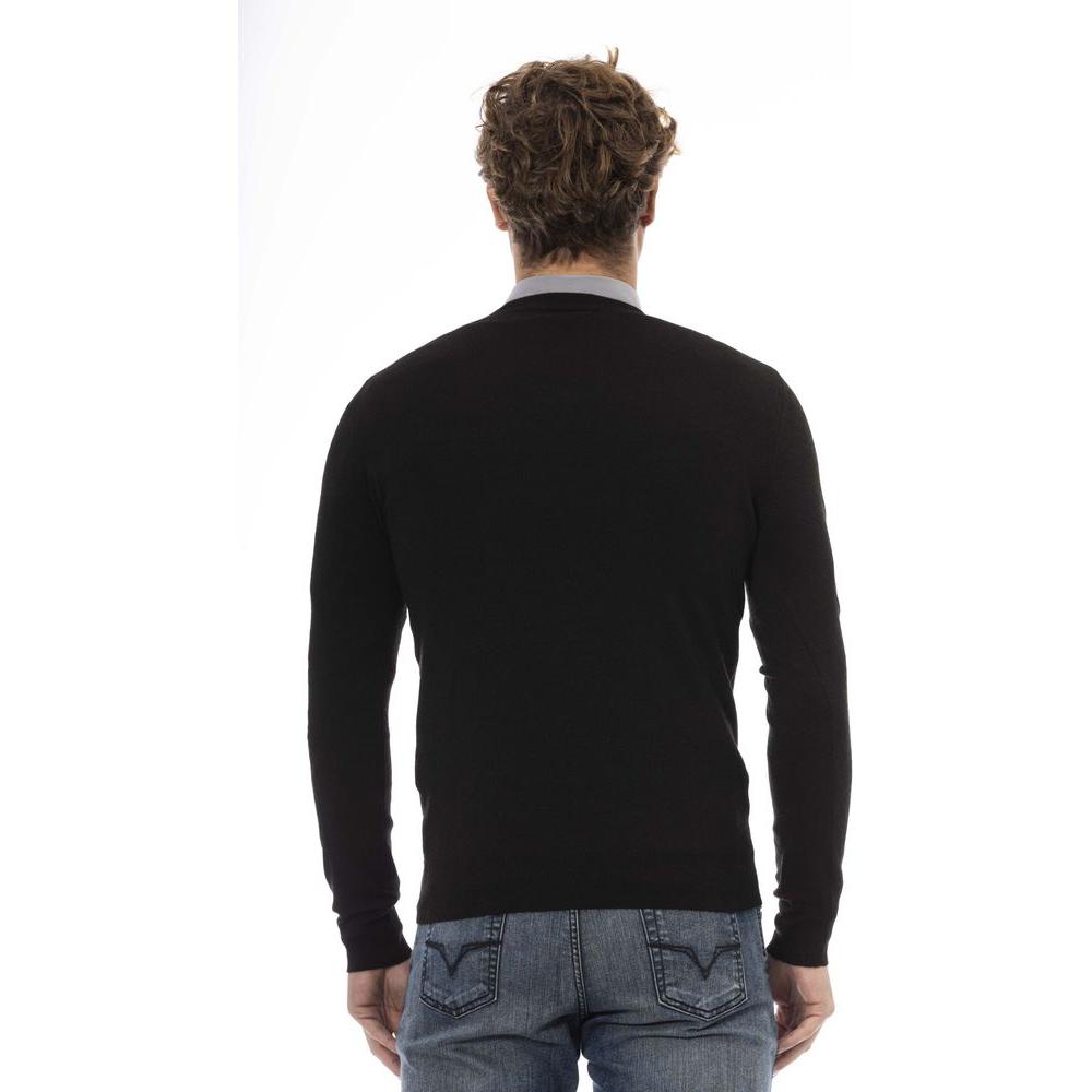 Baldinini Trend Black Wool Men Sweater Baldinini Trend Black