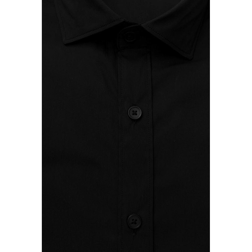 Bagutta Black Cotton Men Shirt Slim Fit with French Collar Bagutta Black