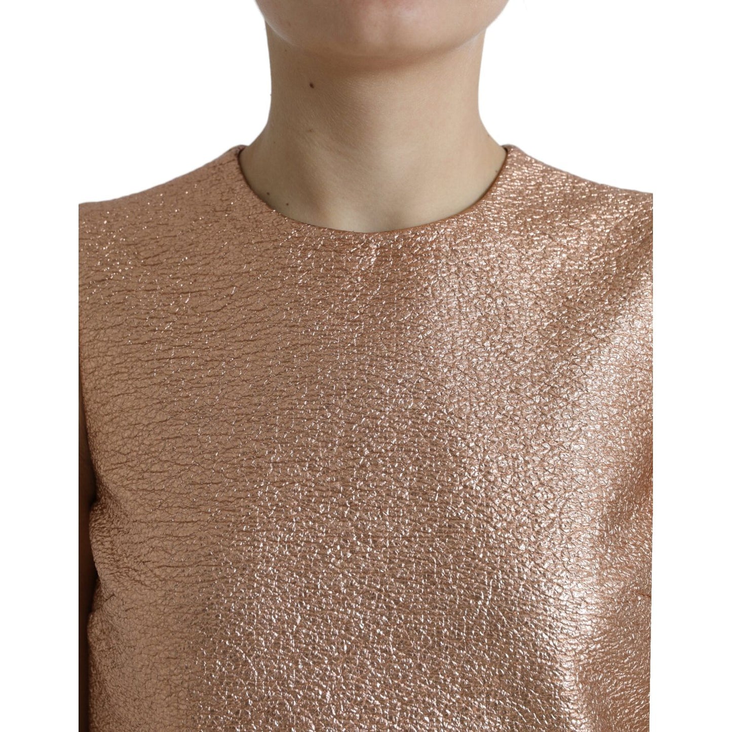Dolce & Gabbana Elegant Pink Metallic Shift Mini Dress Dolce & Gabbana Dim Gray