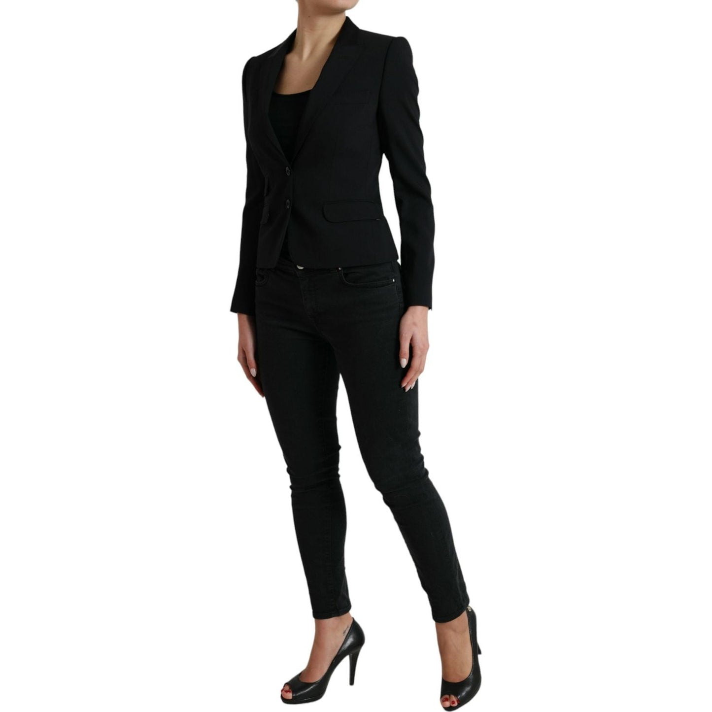 Dolce & Gabbana Chic Wool Blend Peak Lapel Blazer Dolce & Gabbana Black