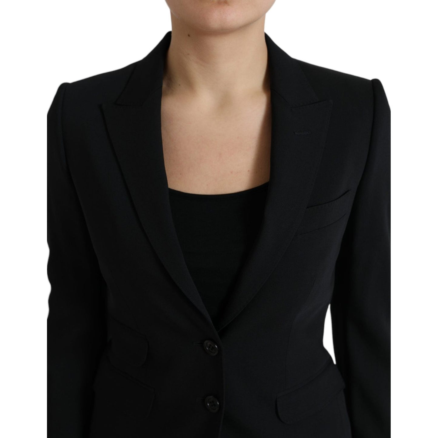 Dolce & Gabbana Chic Wool Blend Peak Lapel Blazer Dolce & Gabbana Black
