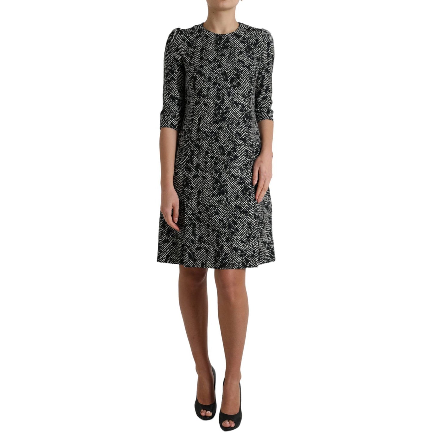 Dolce & Gabbana Elegant Chevron Shift Mini Dress Dolce & Gabbana Dark Slate Gray