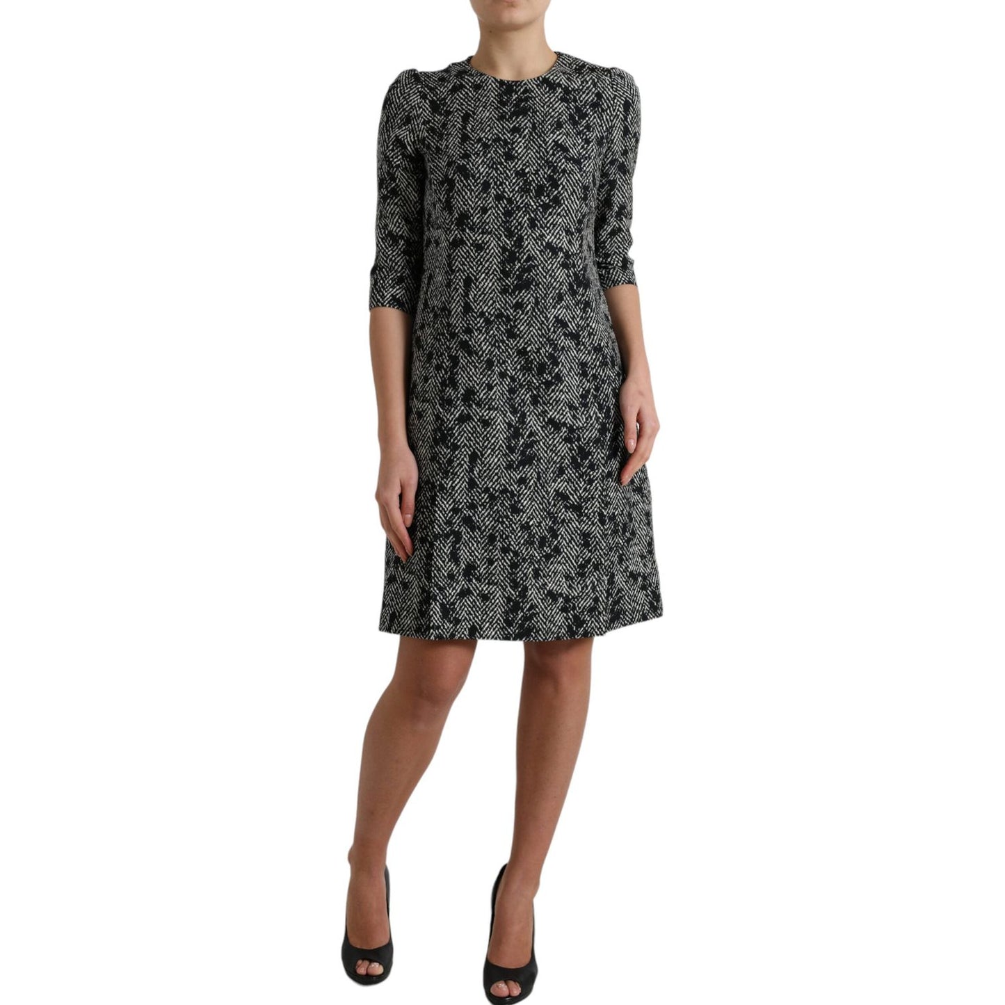 Dolce & Gabbana Elegant Chevron Shift Mini Dress Dolce & Gabbana Dark Slate Gray