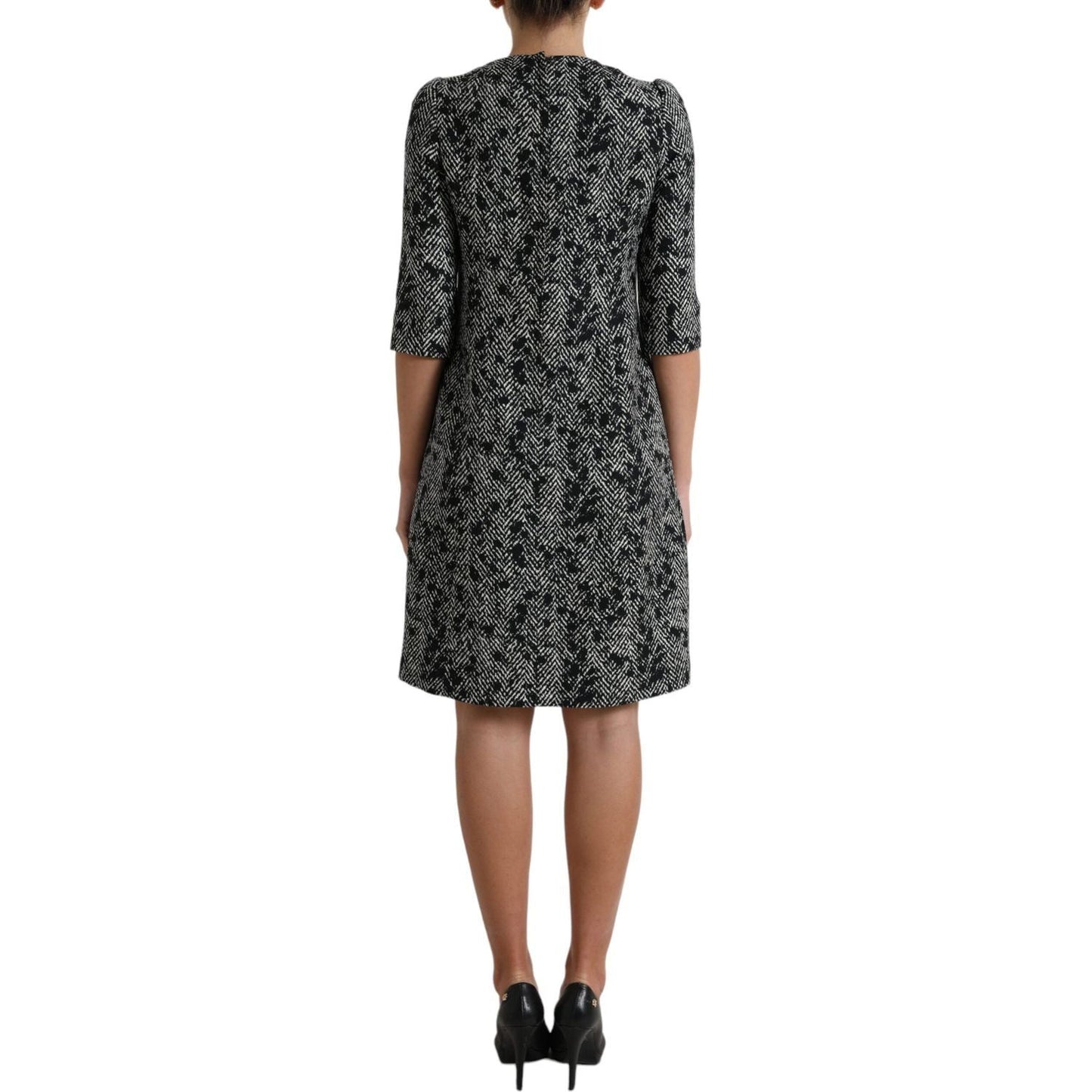 Dolce & Gabbana Elegant Chevron Shift Mini Dress Dolce & Gabbana Dark Slate Gray
