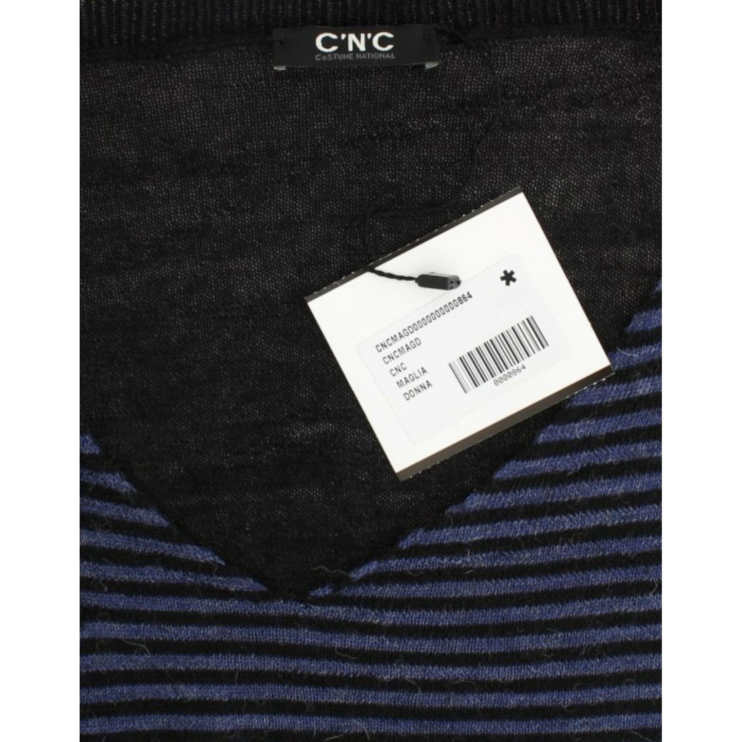Costume National Striped V-Neck Luxury Sweater Costume National Black