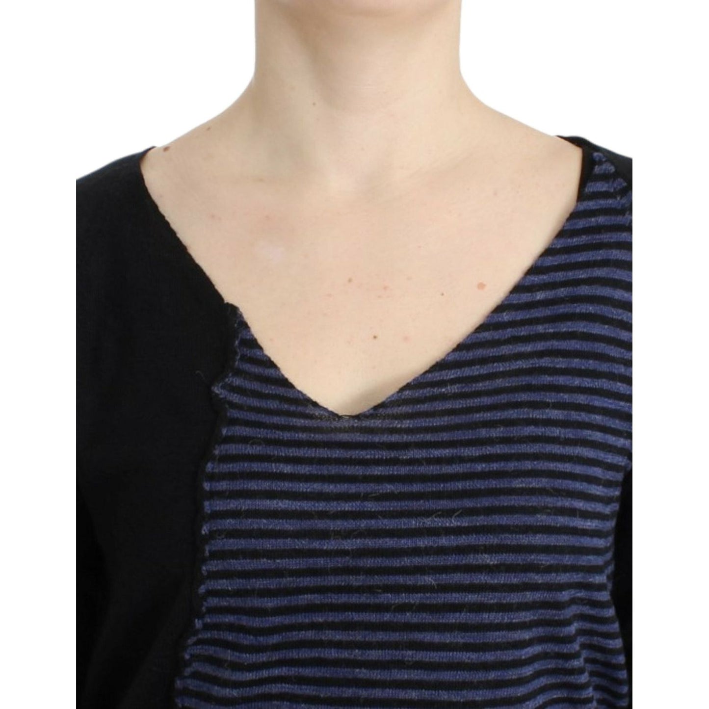 Costume National Striped V-Neck Luxury Sweater Costume National Dark Slate Gray