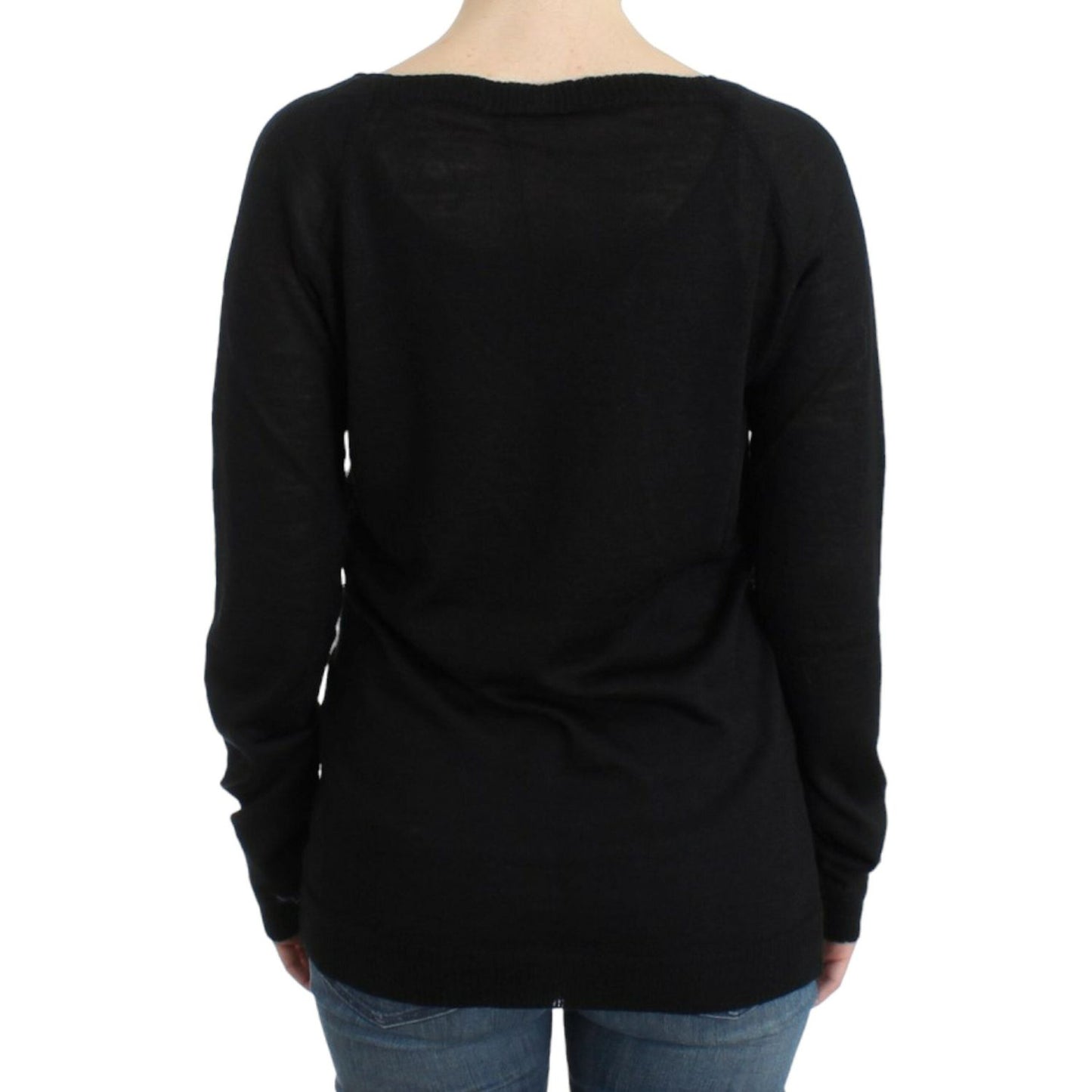 Costume National Striped V-Neck Luxury Sweater Costume National Black