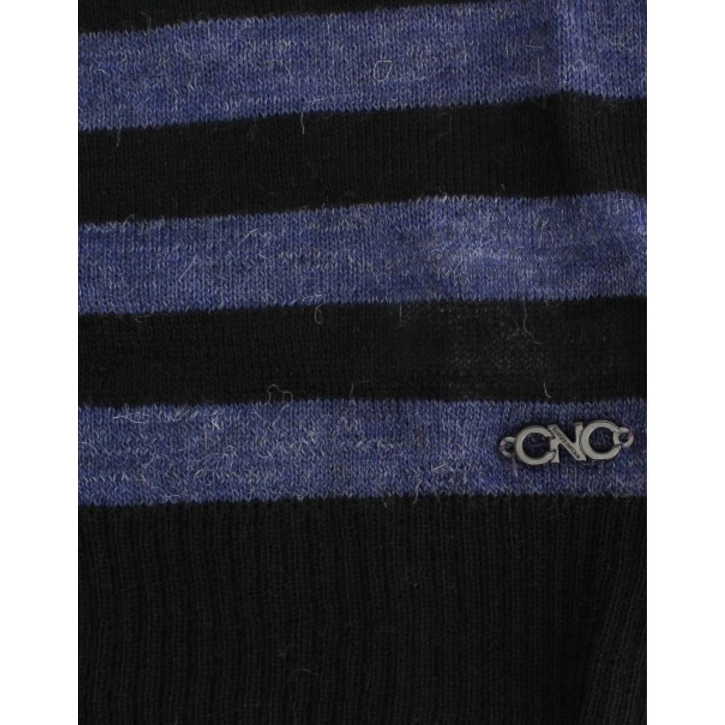 Costume National Chic Striped V-Neck Wool Blend Sweater Costume National Dark Slate Gray