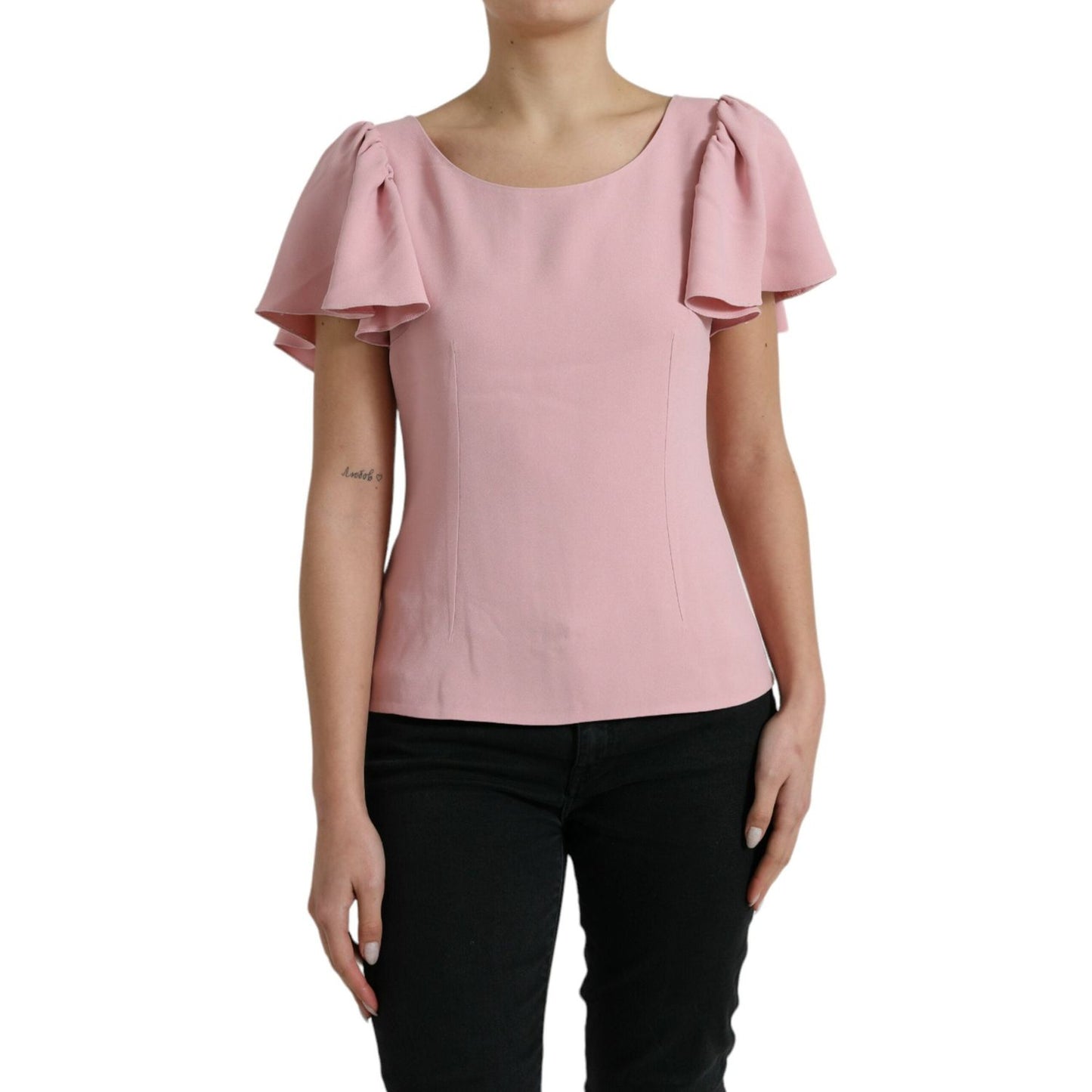Dolce & Gabbana Chic Pink Bell Sleeve Top Dolce & Gabbana Rosy Brown