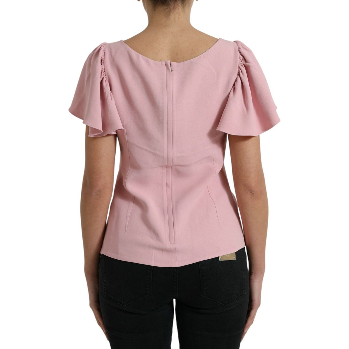 Dolce & Gabbana Chic Pink Bell Sleeve Top Dolce & Gabbana Rosy Brown