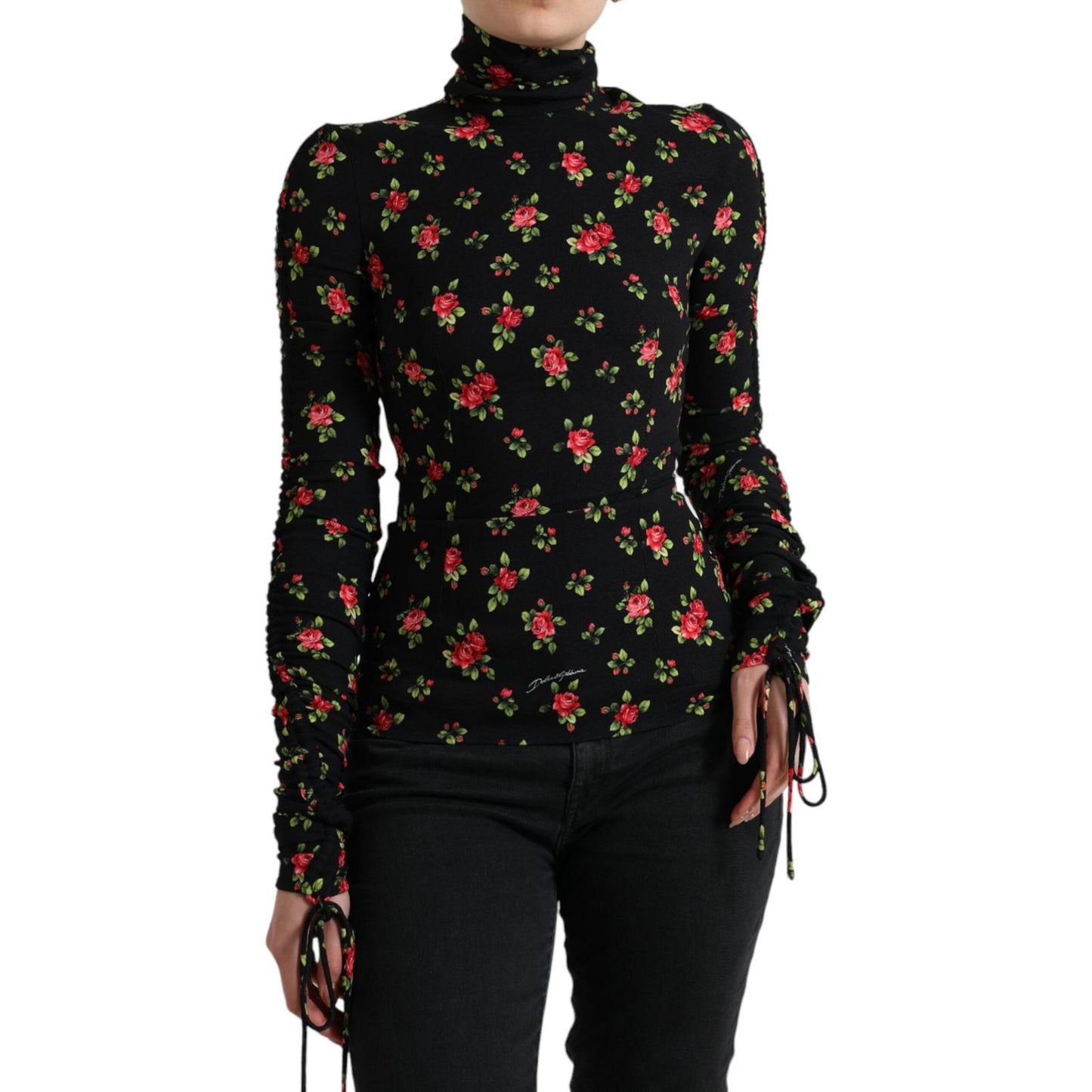 Dolce & Gabbana Elegant Floral Silk Blend Top Dolce & Gabbana Black
