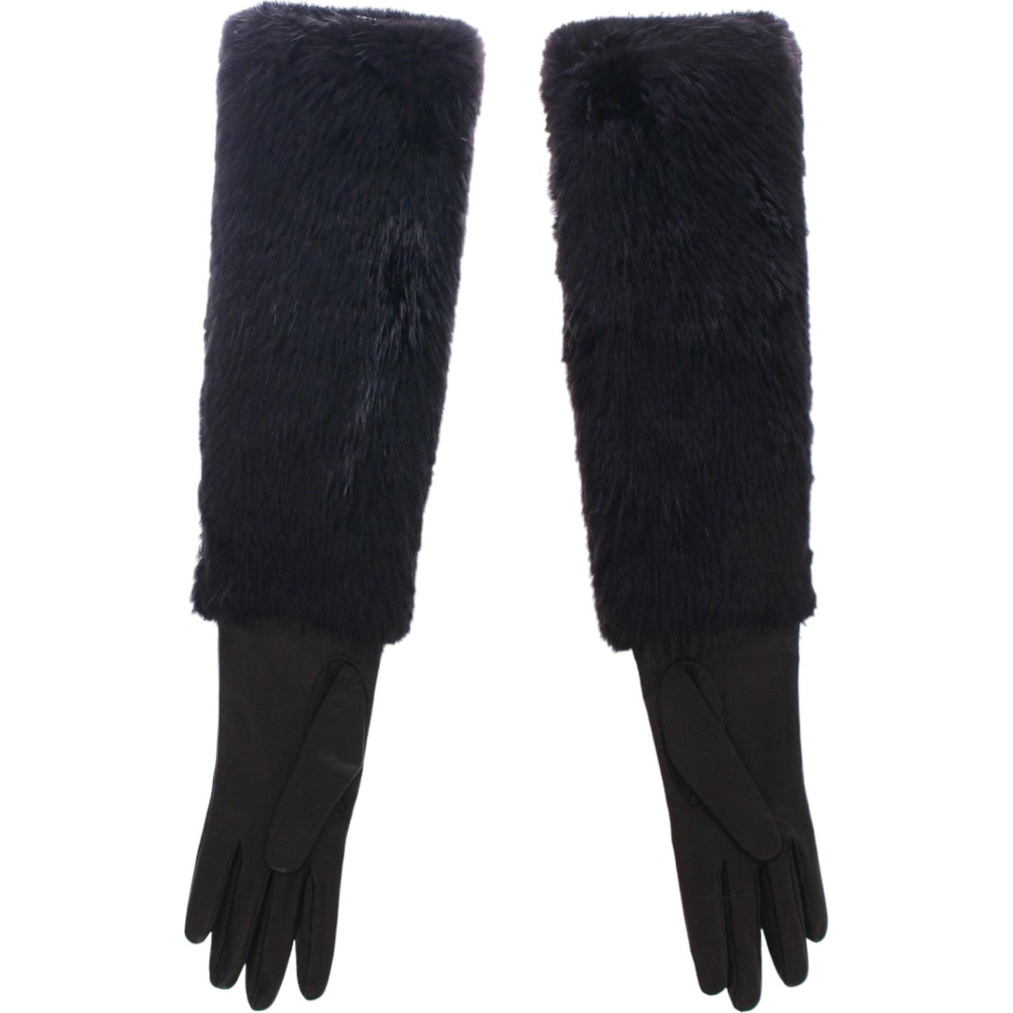 Dolce & Gabbana Elegant Elbow Length Leather Gloves Dolce & Gabbana Black