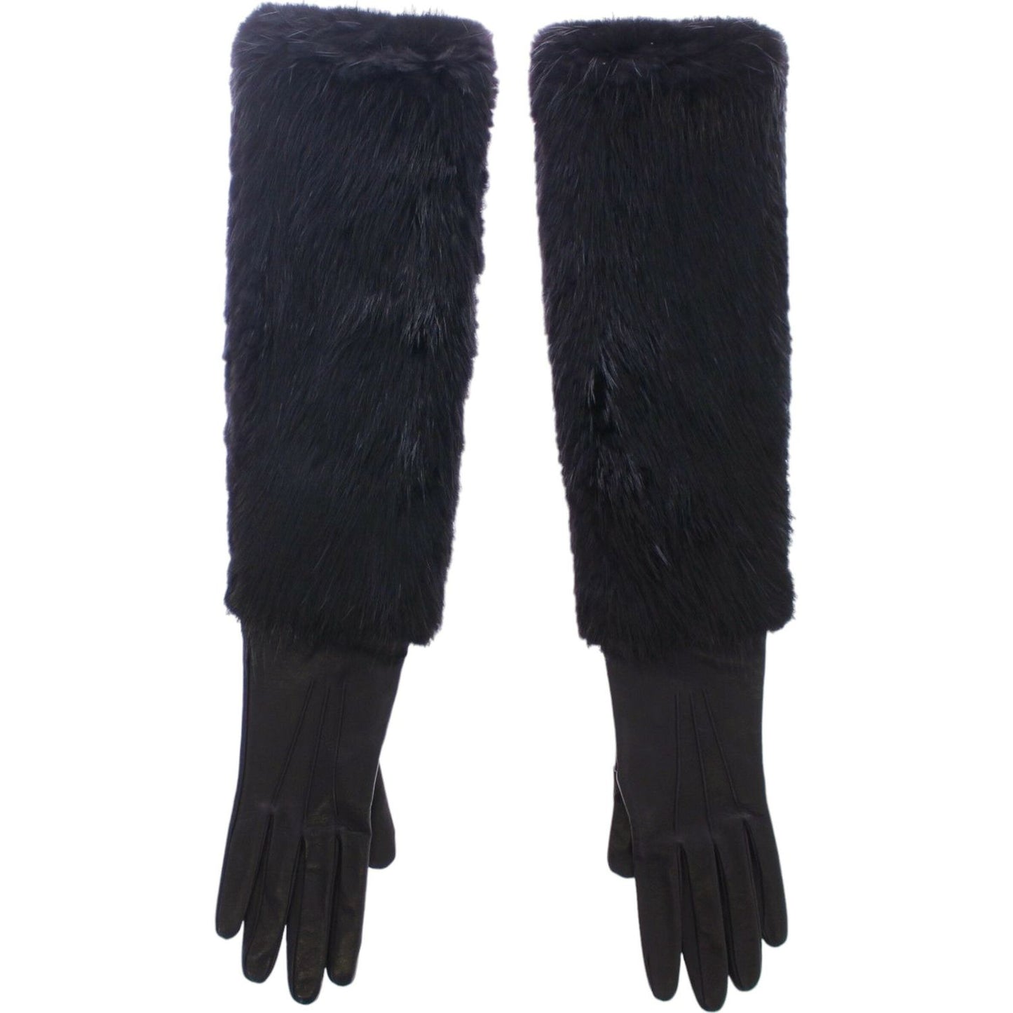 Dolce & Gabbana Elegant Elbow Length Leather Gloves Dolce & Gabbana Dark Slate Gray