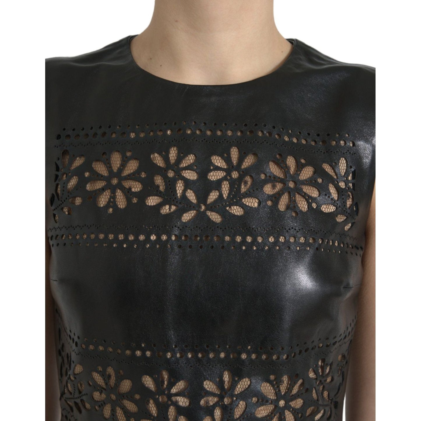 Valentino Shiny Black Nylon Cut Out A-line Mini Dress