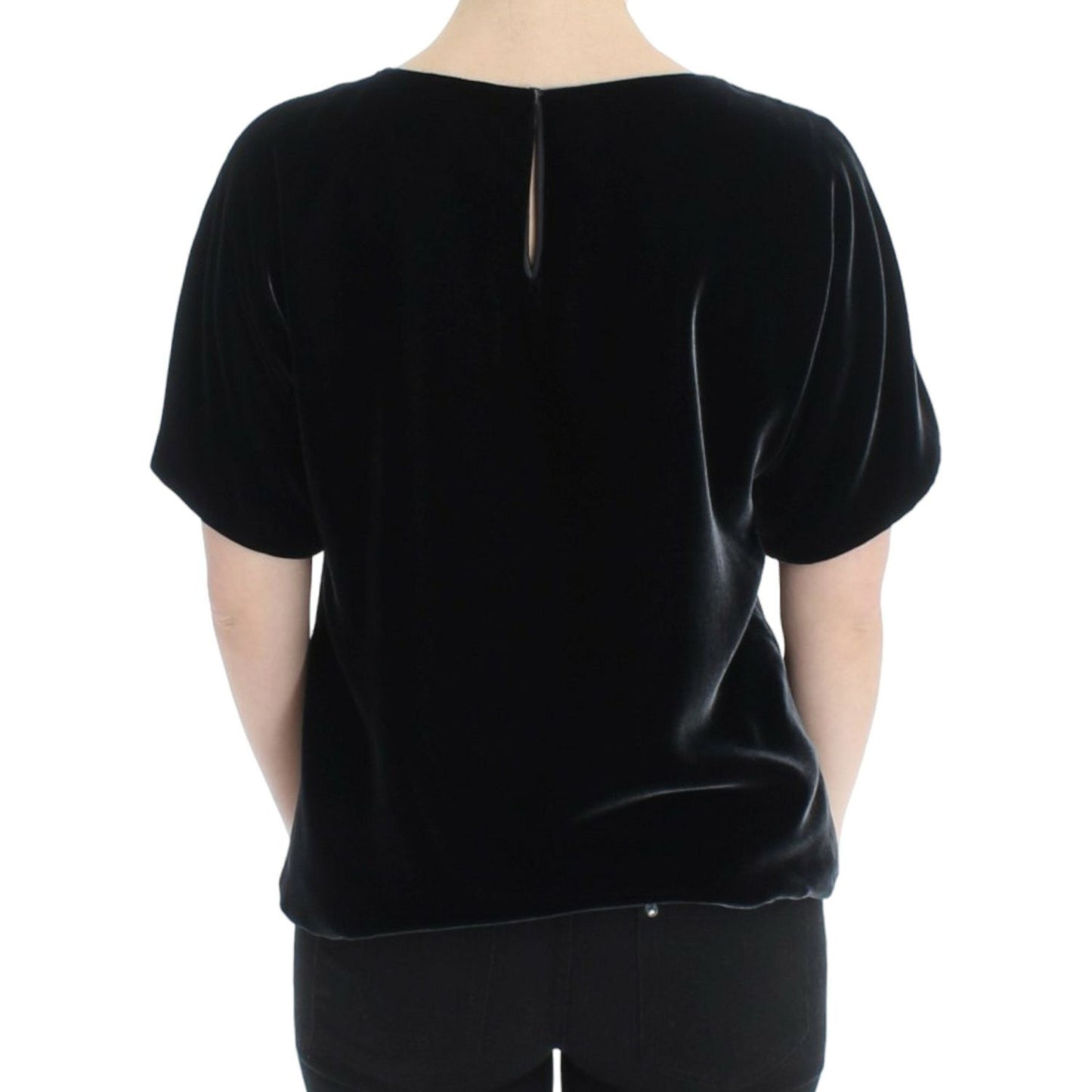 Dolce & Gabbana Enchanting Velvet Short Sleeve Top Dolce & Gabbana Black