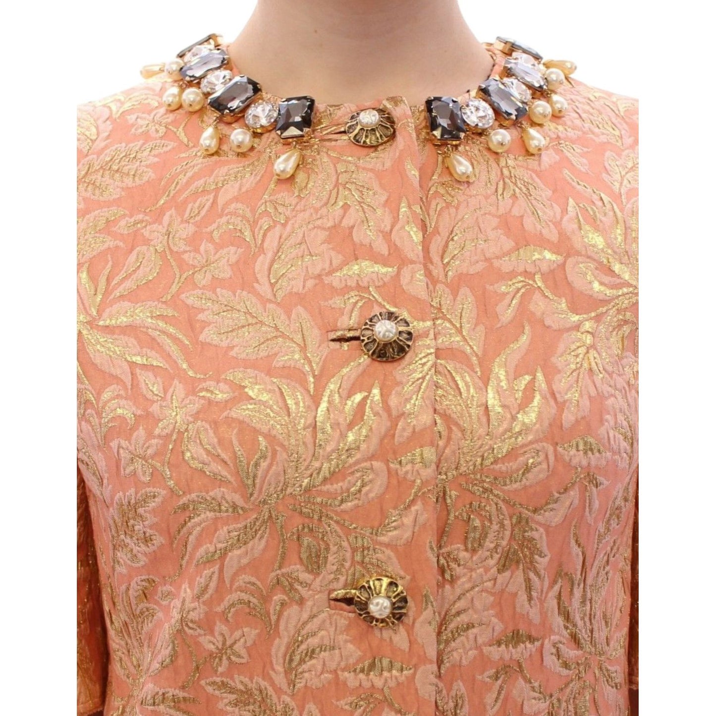 Dolce & Gabbana Exclusive Crystal Brocade Coat Jacket Dolce & Gabbana Dark Salmon