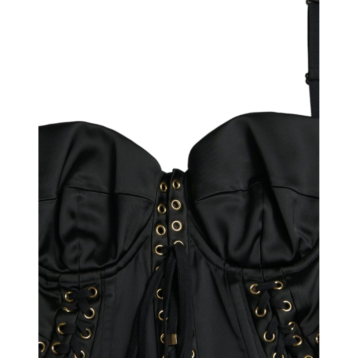 Dolce & Gabbana Elegant Black Lace-Up Midi Bodycon Dress Dolce & Gabbana Black