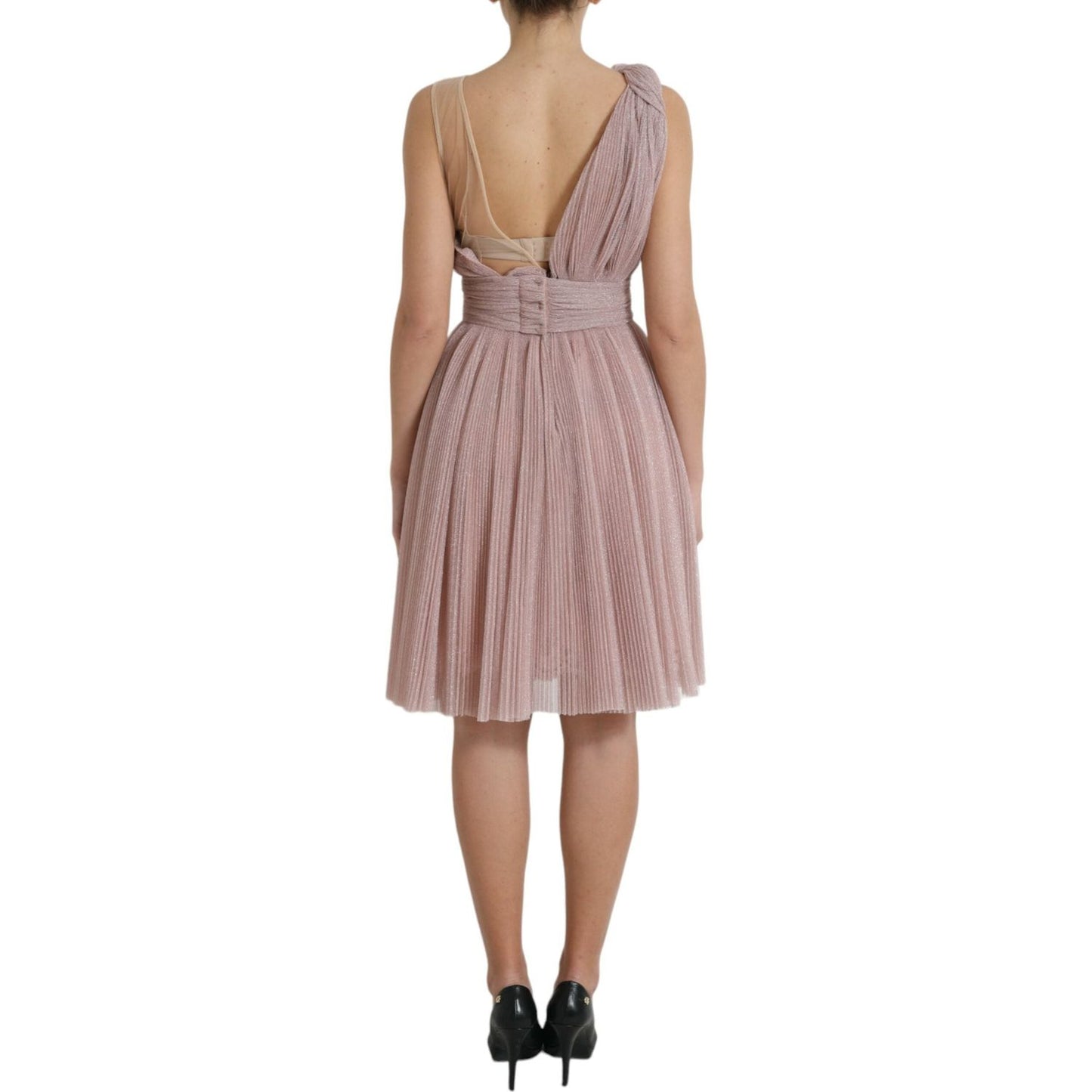 Dolce & Gabbana Elegant Asymmetrical Pink Tulle Dress Dolce & Gabbana Rosy Brown