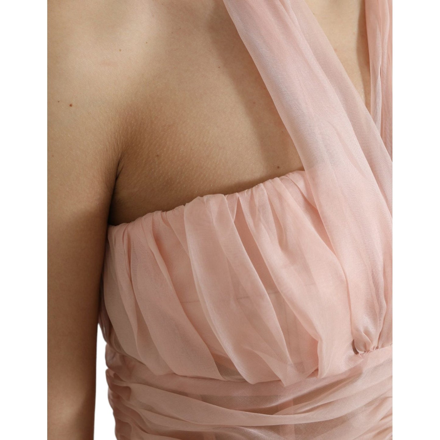Dolce & Gabbana Elegant Silk Chiffon Halter Midi Dress Dolce & Gabbana Rosy Brown
