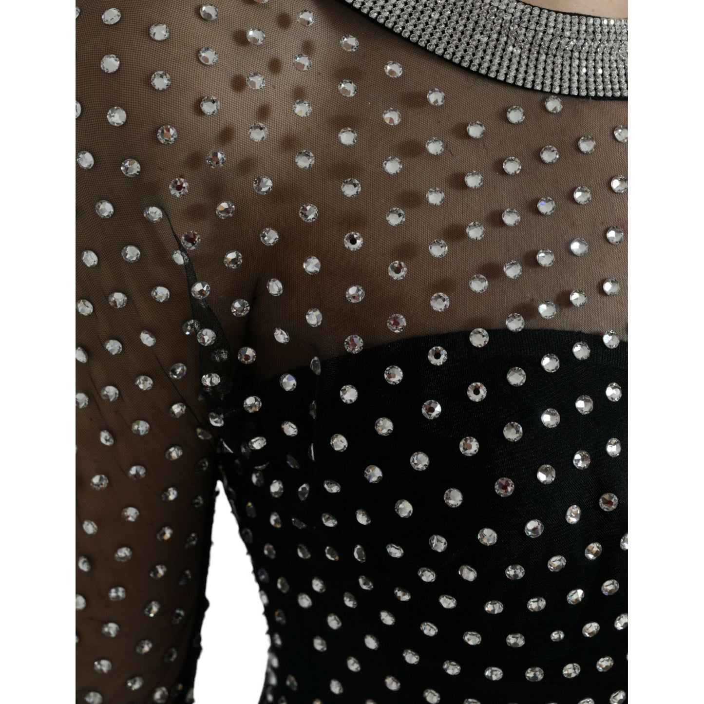 Dolce & Gabbana Elegant Crystal-Embellished Long Black Dress Dolce & Gabbana Black