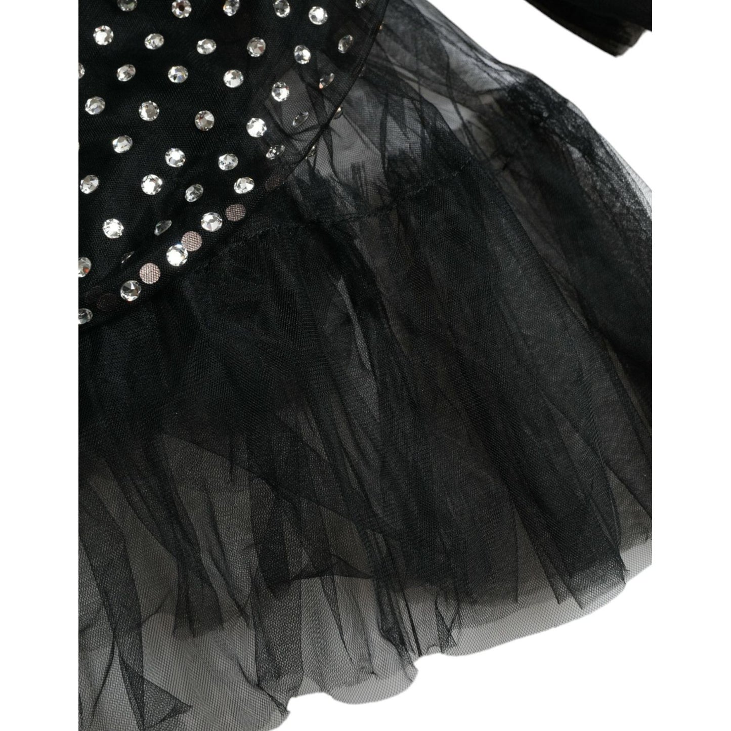 Dolce & Gabbana Elegant Crystal-Embellished Long Black Dress Dolce & Gabbana Black