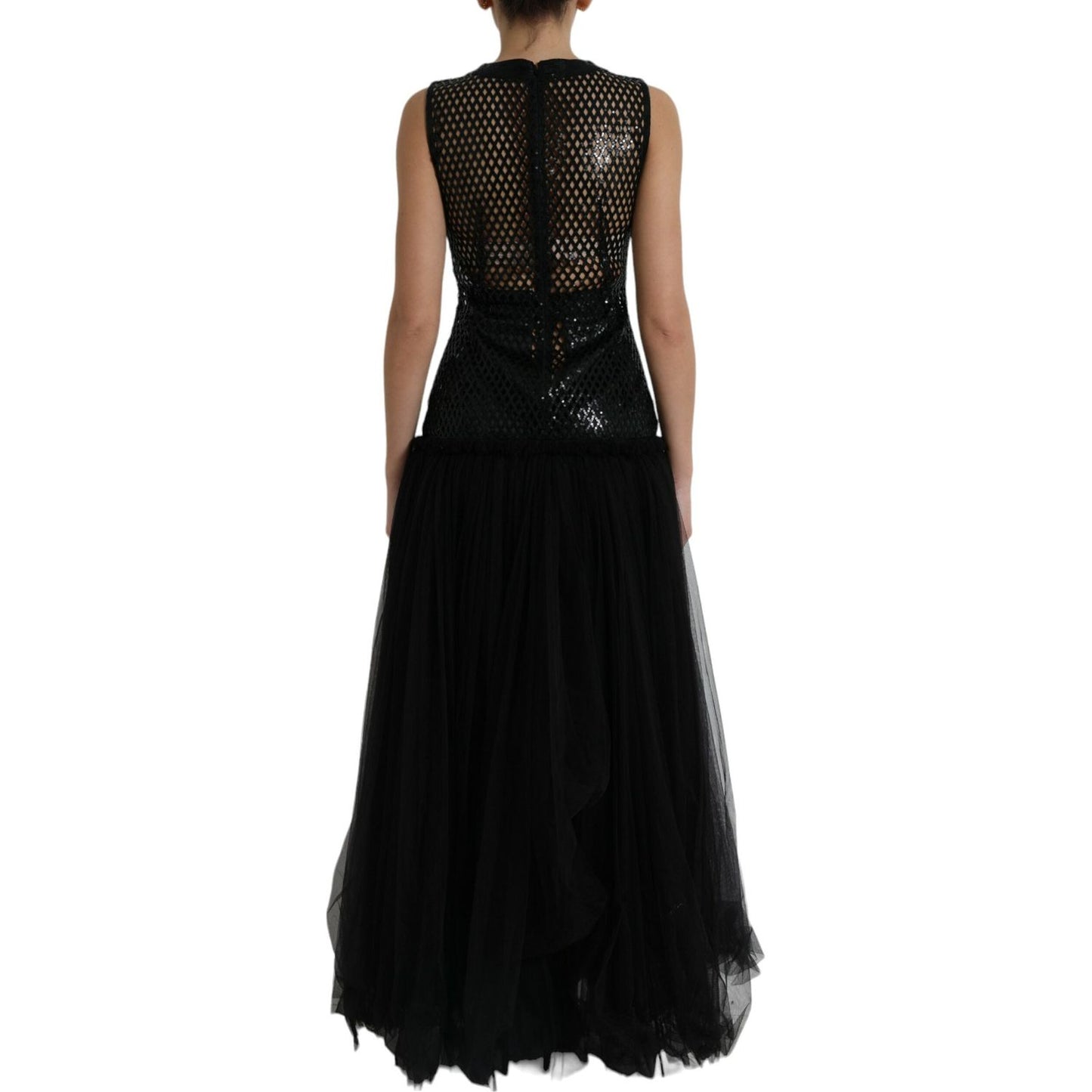 Dolce & Gabbana Elegant Black Sequined Evening Dress Dolce & Gabbana Black
