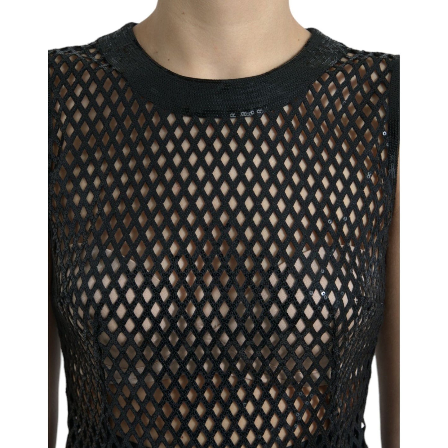 Dolce & Gabbana Elegant Black Sequined Evening Dress Dolce & Gabbana Black
