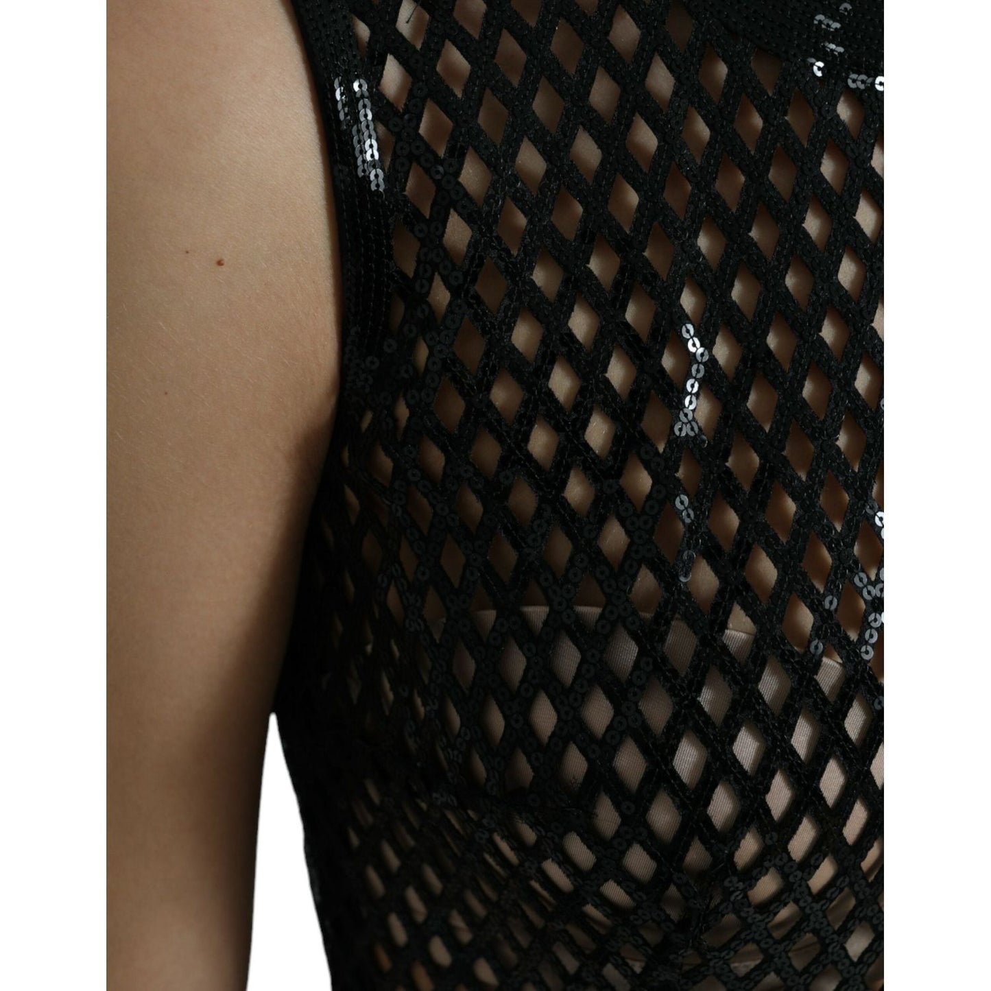 Dolce & Gabbana Elegant Black Sequined Evening Dress Dolce & Gabbana Rosy Brown