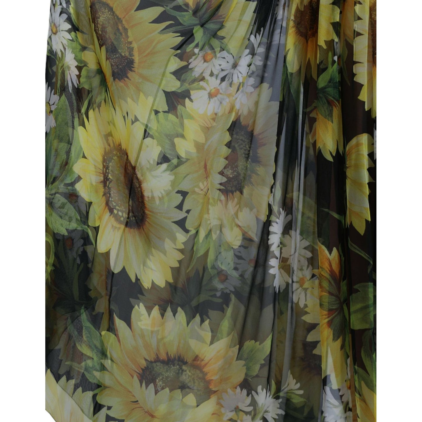 Dolce & Gabbana Elegant Sunflower Silk Maxi Dress Dolce & Gabbana Dark Olive Green