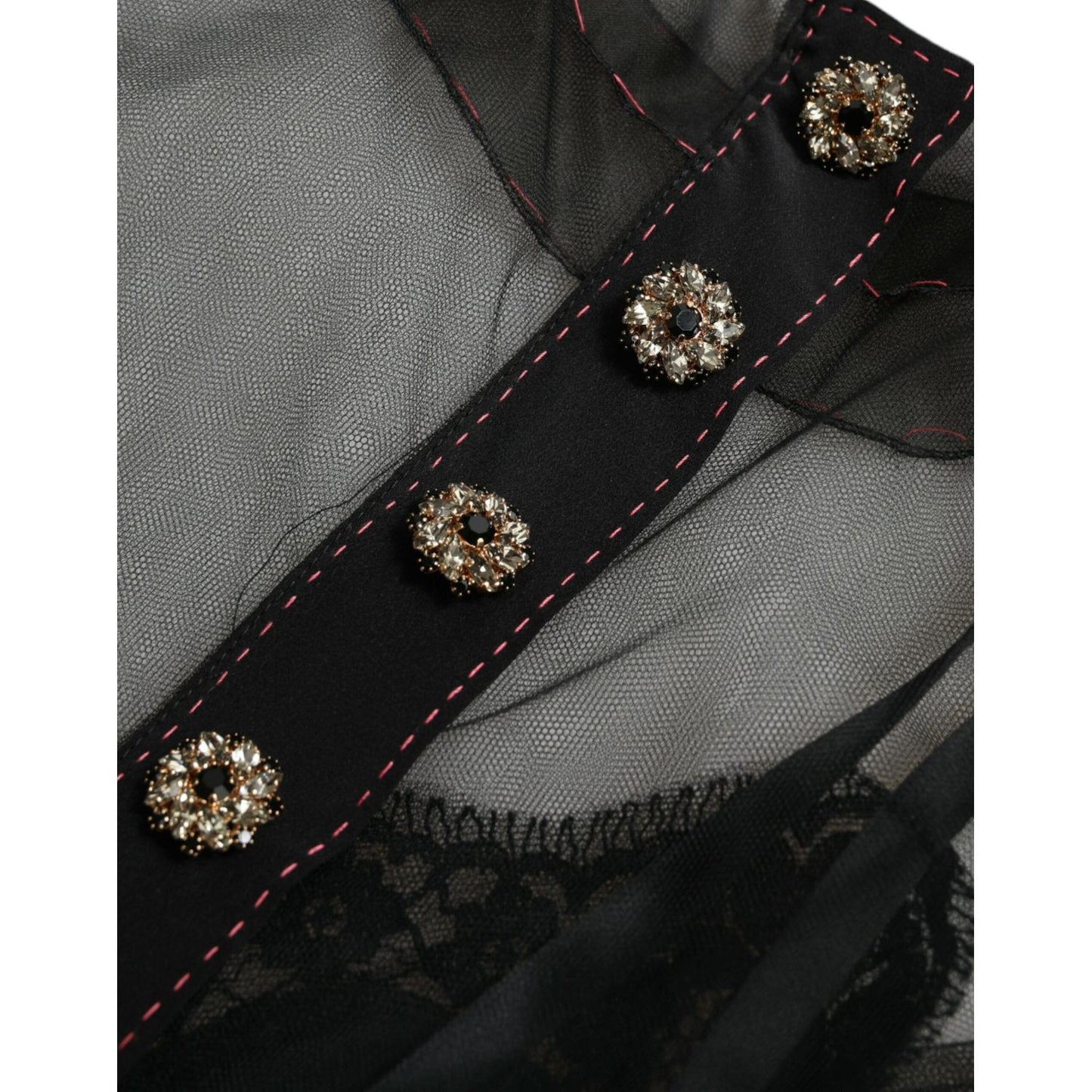 Dolce & Gabbana Floral Embroidery Tulle Long Evening Dress Dolce & Gabbana Black