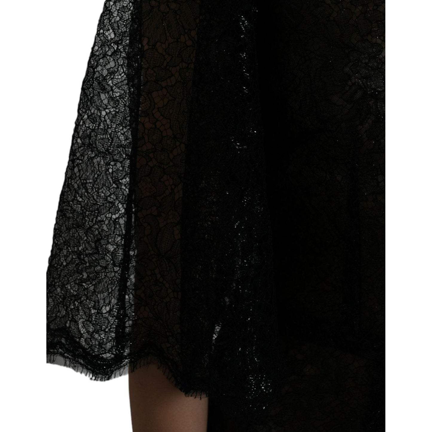 Dolce & Gabbana Elegant Floral Lace Midi Dress Dolce & Gabbana Black