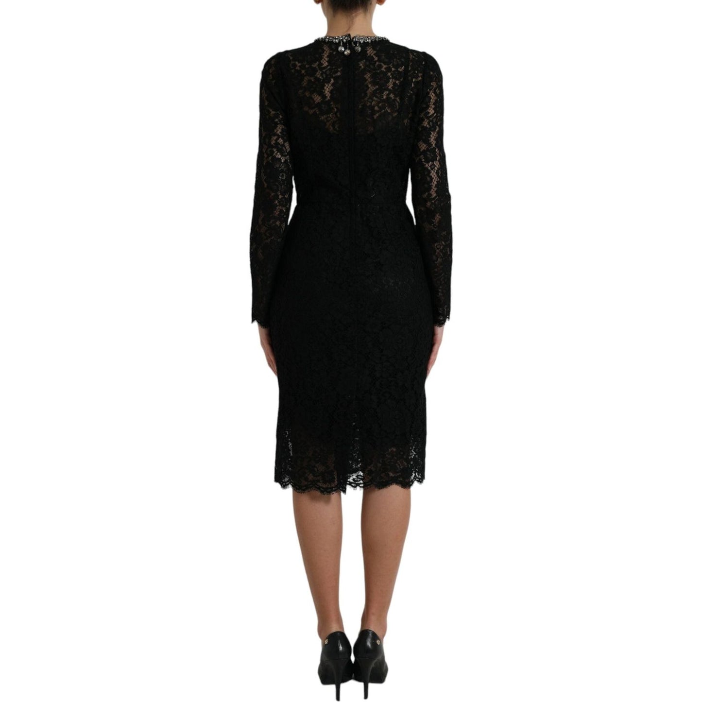 Dolce & Gabbana Elegant Crystal-Embellished Sheath Dress Dolce & Gabbana Black