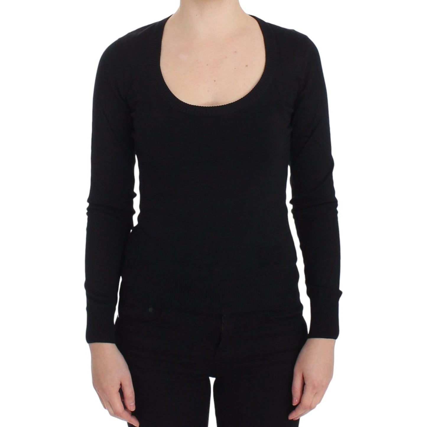Dolce & Gabbana Elegant Black Deep Crewneck Sweater Dolce & Gabbana Black
