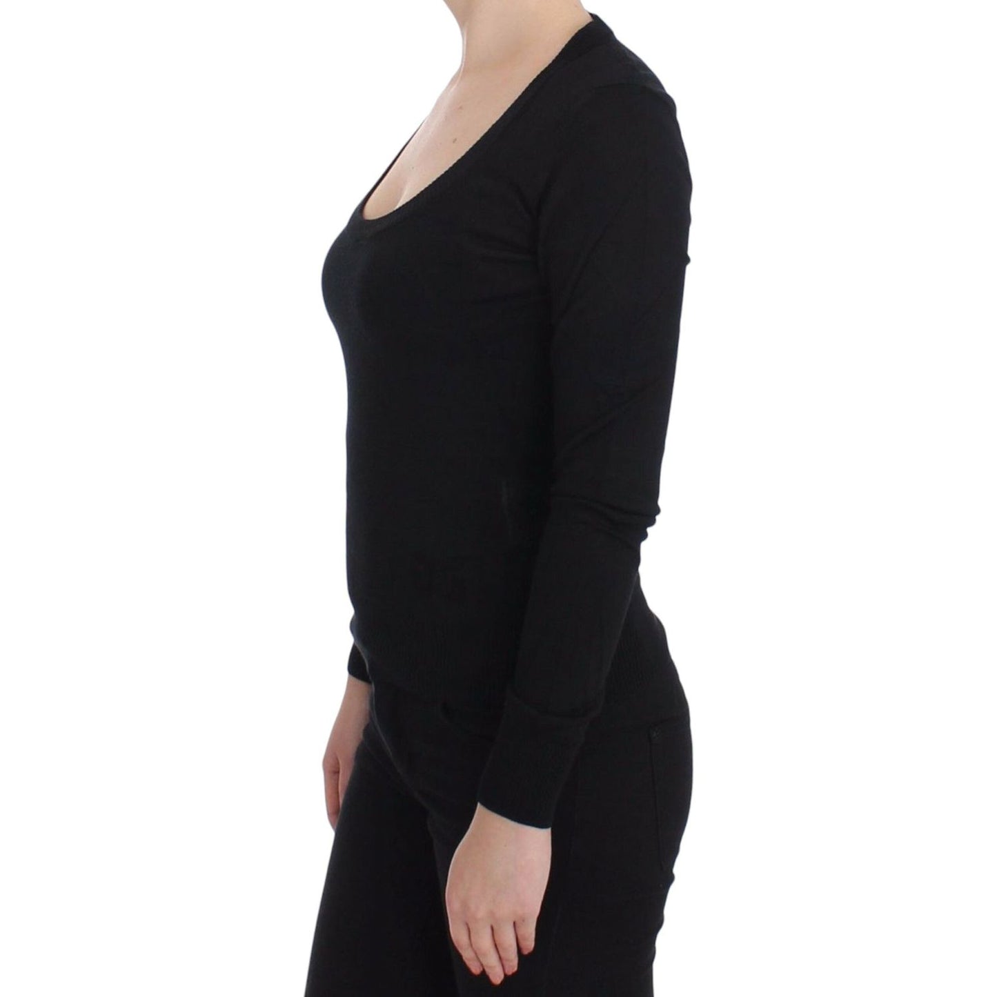Dolce & Gabbana Elegant Black Deep Crewneck Sweater Dolce & Gabbana Black
