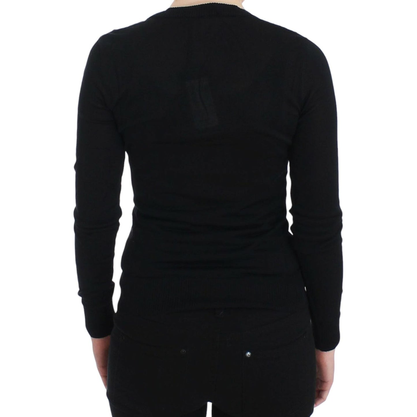 Dolce & Gabbana Elegant Black Deep Crewneck Sweater Dolce & Gabbana Black